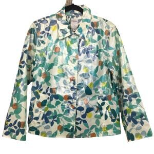 Chico’s Forestcore Waxed Cotton Lightweight Collared Button Down Cream Jacket M